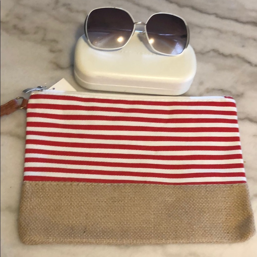 RED & WHITE STRIPE WRISTLET BAG - Picture 2 of 3